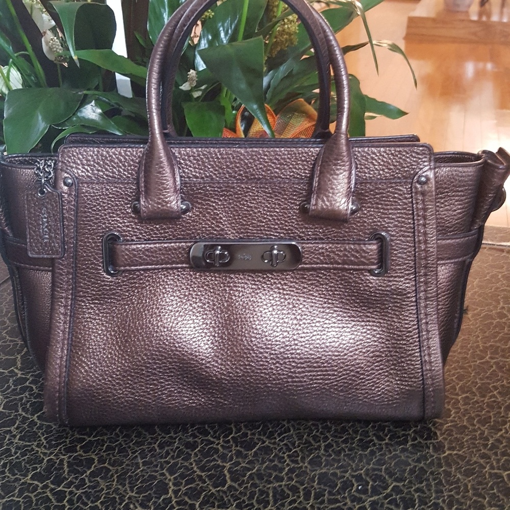 Coach Swagger Bronze Leather Cross Body Bag
